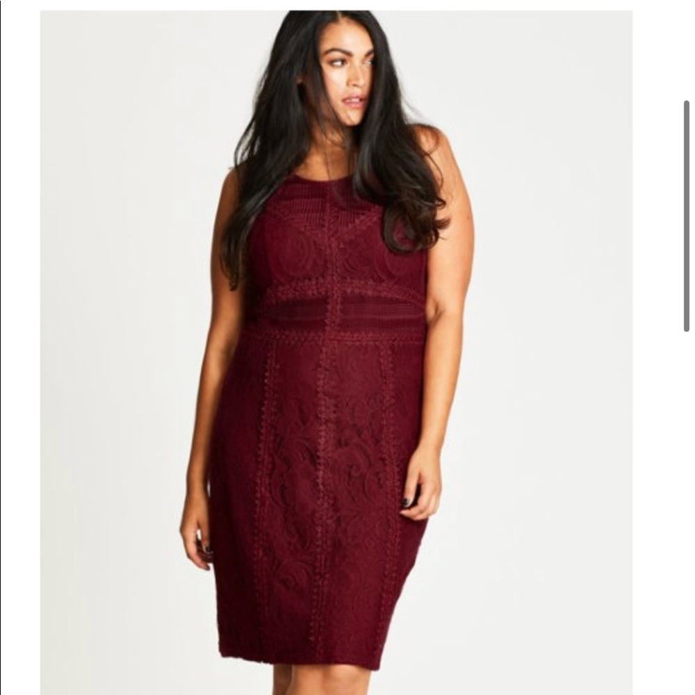 City Chic Burgundy lace shift dress